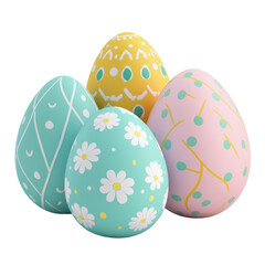 Decorative Easter Eggs In Pastel Colors Iso isolated on a transparent background