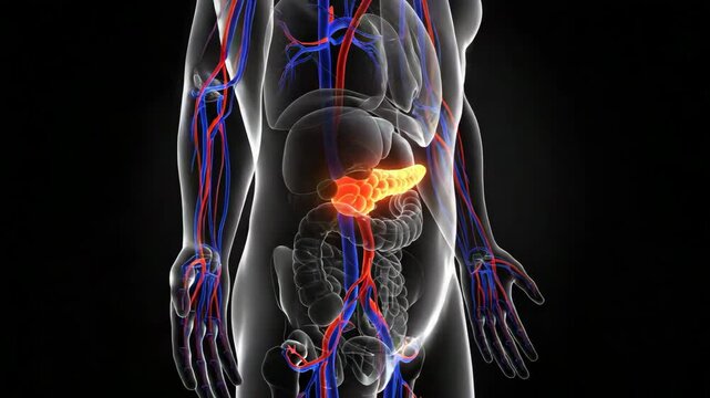 Pancreas anatomy illustration for medical education