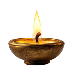 Diwali Diya Lamp With Golden Flame Isolated isolated on a transparent background