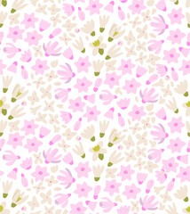 Botanical seamless pattern with abstract flower buds. Fashionable floral vector flat background