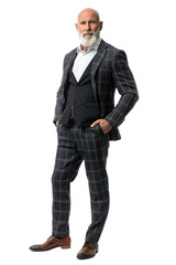 Stylish Senior Professional in Plaid Suit