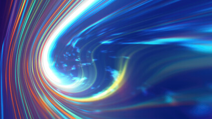 Vibrant abstract neon light streaks in shades of pink, blue, and purple, creating a futuristic motion blur effect background