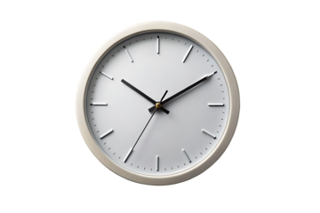 simple wall clock, png file of isolated cutout object with shadow isolated on white background PNG