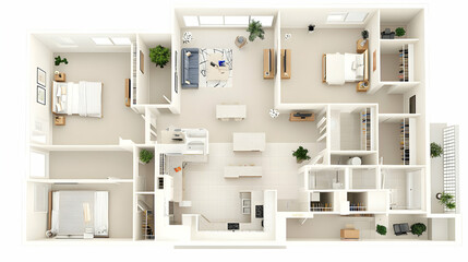 Three Bedroom Two Bathroom Contemporary Floor Plan