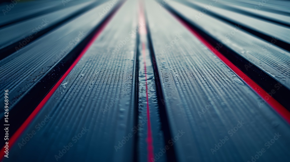 Poster close-up texture of dark grey panels with thin bright green lines suggests a modern aesthetic, offer