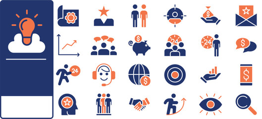 Business and Finance web icons in line style. Money, bank, contact, infographic. Icon collection. Vector illustration