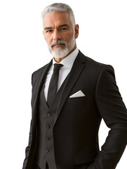 Distinguished Mature Professional in Black Suit