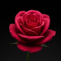 A close-up shot of a vibrant red rose against a black background