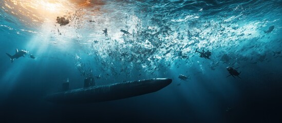 Underwater Submarine Encounter