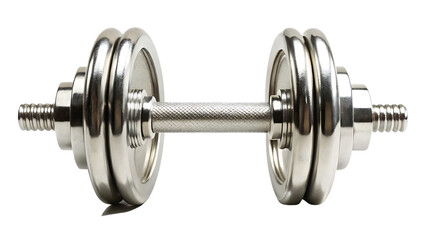 Fototapeta premium metal dumbbell isolated on white background PNG. GENERATIVE AI