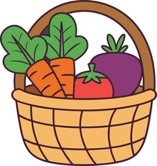 Colorful Basket of Fresh Vegetables Representing Healthy Organic Produce

