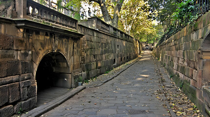 Old Stone Alley With Tunnel Entrance