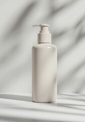 Minimal White Pump Bottle with Shadows