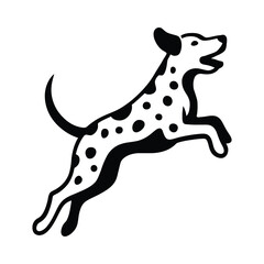 Jumping Dalmatian Silhouette Logo, Energetic Dalmatian Dog Jumping Design