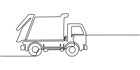 Continuous Line Drawing of Delivery Icon. Hand Drawn Symbol Vector Illustration, Continuous one line drawing cargo trucks transportation with containers. Cargo Concept. Single line draw design vector.