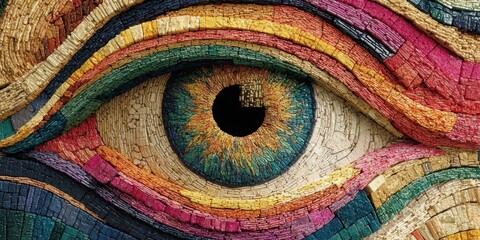 Vibrant Abstract Mosaic Eye Art Design