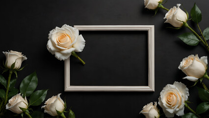vintage photo frame with flowers