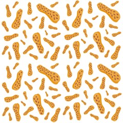 Seamless Pattern of Roasted Peanuts in Warm Orange Brown Tones