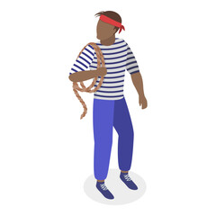 3D Isometric Flat Vector Set of Maritime Professions, Seacrew Characters. Item 3