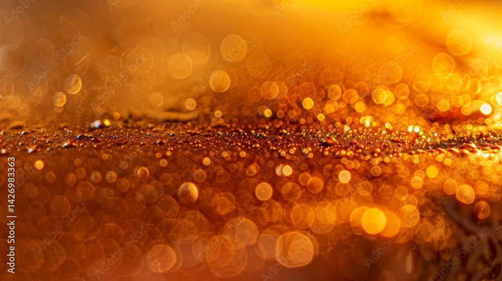 Poster delicate flower petal glistens with morning dew drops, emphasizing the fine texture and sparkling mo