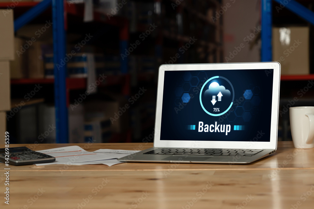 Poster backup storage data internet technology business concept. database storage cloud technology file dat