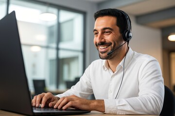 Smiling professional with headset