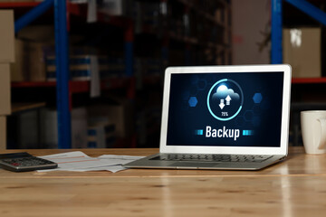 Backup Storage Data Internet Technology Business concept. Database storage cloud technology file...