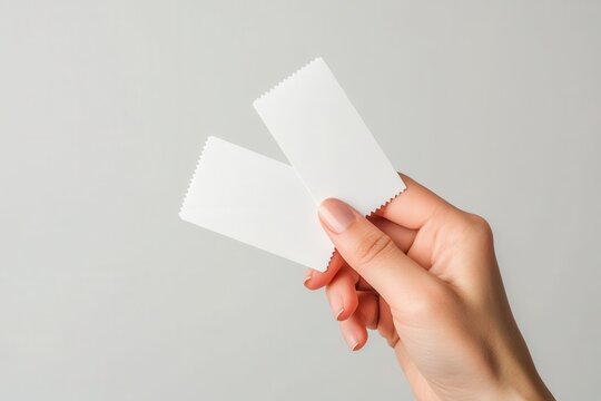 Two blank tickets held in a hand