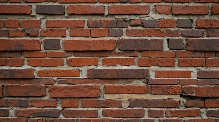 Fototapeta premium Highly detailed close-up texture of an aged brick wall with peeling paint