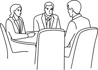Business Team Meeting Line Art Illustration For Corporate And Collaboration Concepts