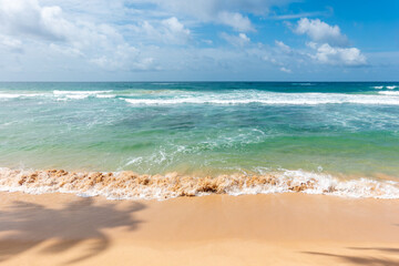 Scenic tropical beach view to horizon at Galle