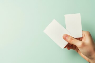 Blank cards held in hand