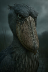 A stunning, hyper-realistic close-up portrait of an exotic bird captured in vivid detail. This digital artwork showcases the bird&rsquo;s intricate feather texture, vibrant coloration, and intense eye focus