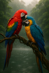 A stunning, hyper-realistic close-up portrait of an exotic bird captured in vivid detail. This digital artwork showcases the bird&rsquo;s intricate feather texture, vibrant coloration, and intense eye focus