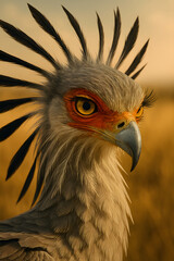 A stunning, hyper-realistic close-up portrait of an exotic bird captured in vivid detail. This digital artwork showcases the bird&rsquo;s intricate feather texture, vibrant coloration, and intense eye focus