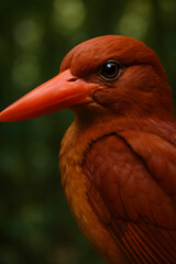 A stunning, hyper-realistic close-up portrait of an exotic bird captured in vivid detail. This digital artwork showcases the bird&rsquo;s intricate feather texture, vibrant coloration, and intense eye focus
