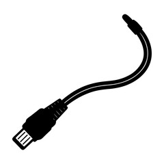 Black and white illustration of a standard usb to serial adapter cable