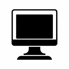 Classic desktop computer monitor isolated black silhouette simple icon design