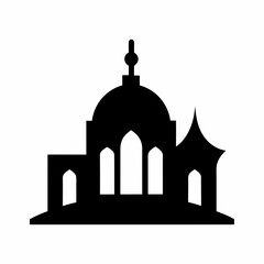 Silhouette of a traditional middle eastern mosque building with a dome vector