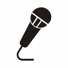 Black and white microphone icon vector illustration for audio recording industry