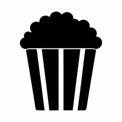 Black and white popcorn icon vector illustration for cinema design elements