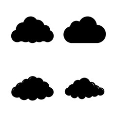 Black silhouette cloud set simple weather icon on white background