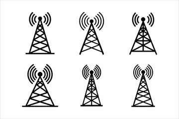 Fototapeta premium Communication towers wireless signal transmitters broadcasting information telecommunications infrastructure antennas
