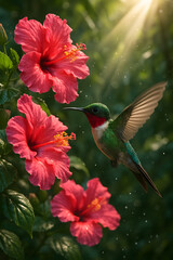 A stunning, hyper-realistic close-up portrait of an exotic bird captured in vivid detail. This digital artwork showcases the bird&rsquo;s intricate feather texture, vibrant coloration, and intense eye focus