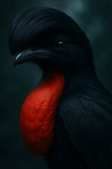 A stunning, hyper-realistic close-up portrait of an exotic bird captured in vivid detail. This digital artwork showcases the bird&rsquo;s intricate feather texture, vibrant coloration, and intense eye focus