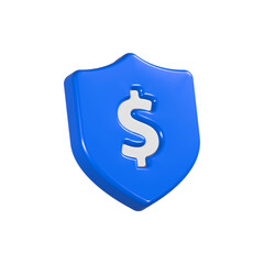 Shield dollar 3d realistic icon symbol