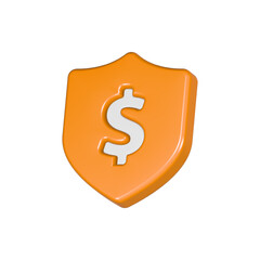 Shield dollar 3d realistic icon symbol