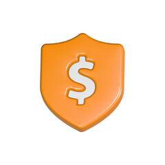 Shield dollar 3d realistic icon symbol