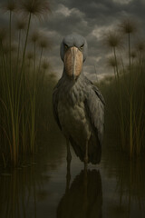 A stunning, hyper-realistic close-up portrait of an exotic bird captured in vivid detail. This digital artwork showcases the bird&rsquo;s intricate feather texture, vibrant coloration, and intense eye focus