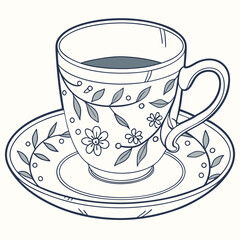 Cup and Saucer Vector Tea Time Kitchenware
